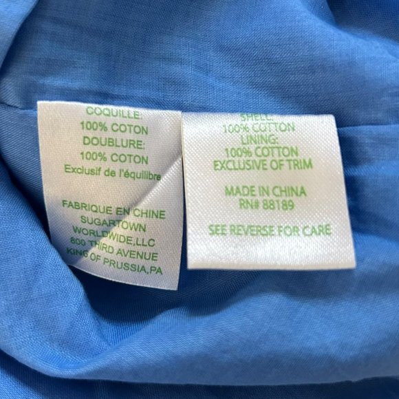 Lilly Pulitzer Pearl Sheath Lapis Blue Gold Lace Pique V Neck Dress Size 00 - Picture 9 of 9